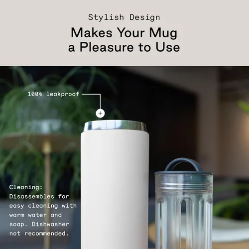 Miniatura 6 de Firebelly Tea, Taza infusor de té de viaje con colador, vaso aislado para té o café de hojas sueltas, botella a prueba de fugas para bebidas Blanco