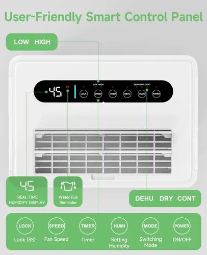 Miniatura 6 de 1500 Sq.ft Dehumidifier for Basement, Trazico Max 21 Pint/Day Dehumidifiers for Home, Large Room, Bedroom with Drain Hose, Quiet Smart Humidity