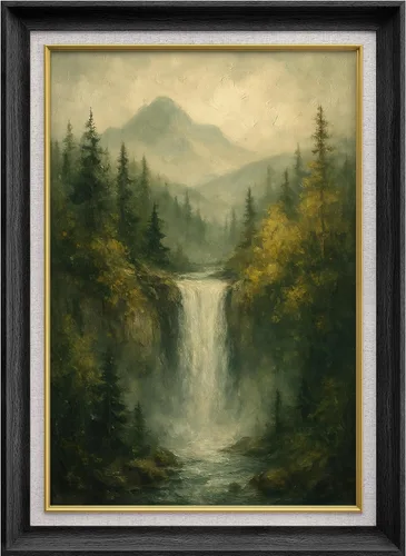 Miniatura 68 de MUDECOR Lienzo enmarcado prémium para pared, pinos nevados en bosque de invierno, ilustraciones modernas, arte contemporáneo, escénico, divertido