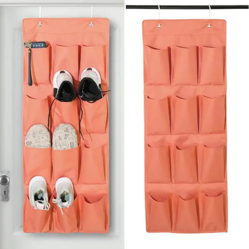 Miniatura 10 de Organizador de zapatos sobre la puerta, soporte de almacenamiento colgante con 12 bolsillos grandes para puerta de armario, zapatos para hombres