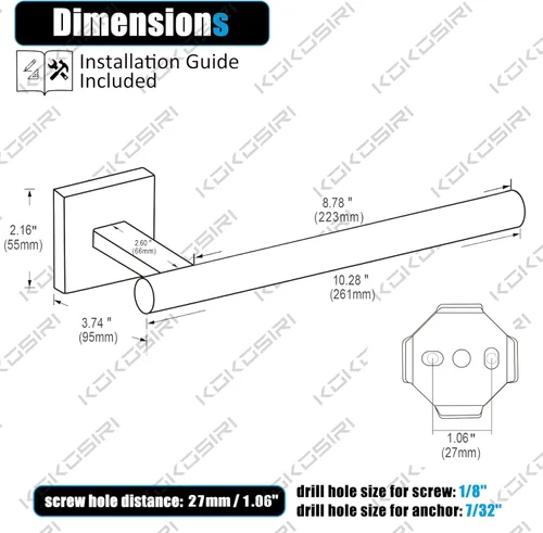 Miniatura 2 de KOKOSIRI Toallero de níquel cepillado, accesorios de baño, barras de toalla de mano, montaje en pared, gabinete de cocina, soporte de papel de acero