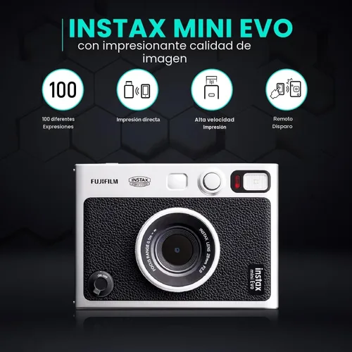 Miniatura 5 de Fujifilm Paquete de cámara híbrida Instant Mini EVO con 20 hojas de película instantánea + tarjeta de memoria de 32 GB + funda de transporte +