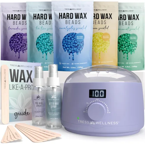 Miniatura 10 de Kit de depilación Tress Wellness para piel sensible, seguro para cara y piel, spray de preparación y cuidado posterior, fácil de usar, kit para uso