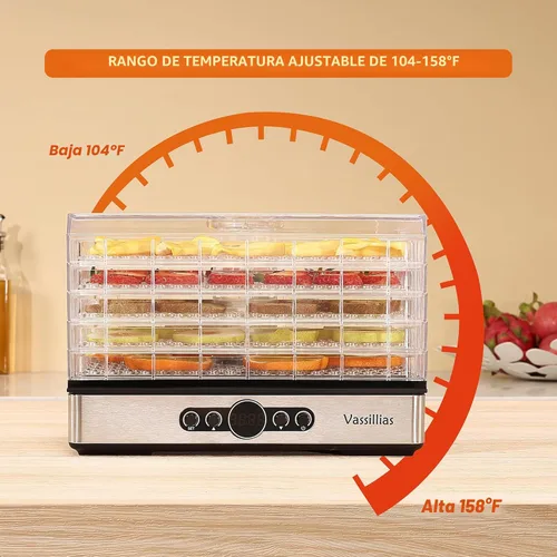 Miniatura 5 de Deshidratador de alimentos – Deshidratador para alimentos saludables, carne, cecina, frutas, verduras, hongos y hierbas, 400 W, 158 °F, mini