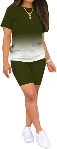 Miniatura 2 de PINSV Conjunto de 2 piezas ajustado con pantalón corto de verano para entrenamiento para mujer