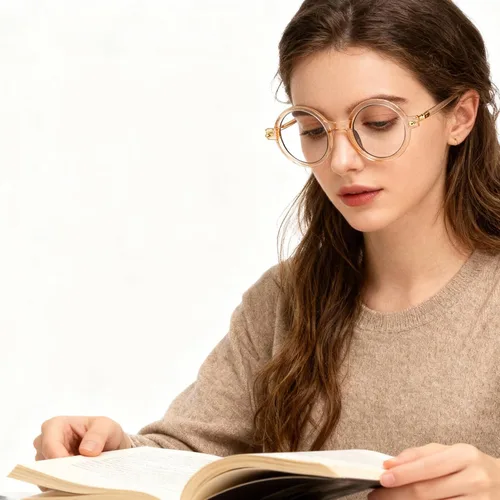 Miniatura 5 de Gafas de lectura redondas retro para mujer, bloqueo de luz azul, marcos de anteojos de gran tamaño, lente grande