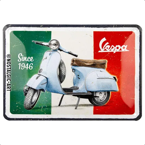 Nostalgic-Art Cartel de hojalata retro, 5.9" x 7.9", Vespa – Desde 1946 – Idea de regalo para los fanáticos de los scooters, Producto de licencia