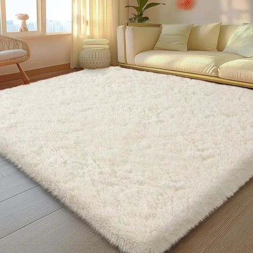 Miniatura 23 de Mugorn - Alfombra de 8 x 10 pies, alfombras grandes, esponjosas, suaves, peludas, antideslizantes, mullidas para interiores, color negro, 8 x 10 pies