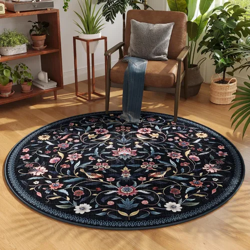 Miniatura 51 de Alfombra de entrada vintage con medallón floral de 2 x 3 pulgadas, lavable a máquina, alfombra de entrada de pelo bajo, suave, pequeña, alfombra