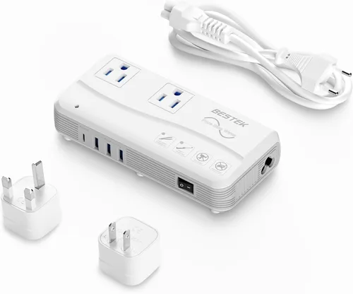 BESTEK Pure Sine Wave 220V a 110V Convertidor, Convertidor de Voltaje de Viaje de EE. UU. a Europa para Alisador de Cabello/Plancha Rizador,