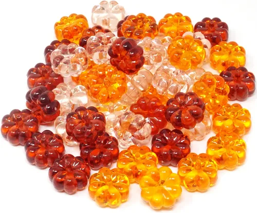 Miniatura 8 de yueton 48 piezas de decoraciones acrílicas de otoño, adornos de calabaza acrílicas, cuentas de calabaza de plástico sin agujeros para Acción