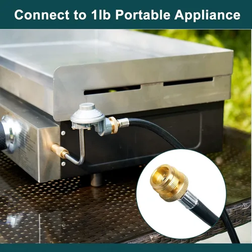 Miniatura 4 de GASPRO Adaptador de manguera de propano de 12 pies, compatible con calentador Mr. Heater Buddy, parrilla portátil y más, se conecta a un tanque de 5