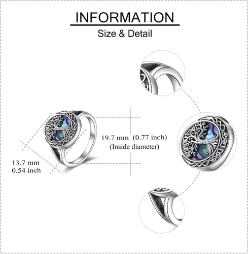Miniatura 5 de ONEFINITY Anillos de árbol de la vida de plata de ley con nudo celta árbol de la vida regalos de joyería para mujeres