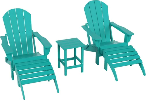 Miniatura 64 de WestinTrends Reposapiés otomano Adirondack para patio al aire libre, taburete de madera de polietileno para todo tipo de clima, ampliamente Azul