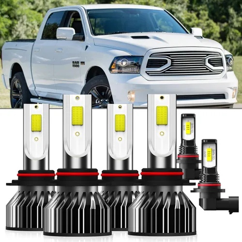Miniatura 10 de Compatible con DODGE RAM 1500 2500 3500 2003 2004 2005 Bombilla de luz 9007/hb5 haz alto Luz baja, Paquete de 4