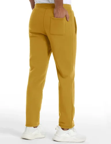 Miniatura 2 de FASKUNOIE Pantalones de forro polar de invierno para hombre, pesados y cálidos, con forro de sherpa, pantalones deportivos para correr con bolsillos