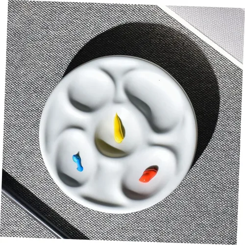 Miniatura 6 de SHINEOFI Paleta de mezcla de acuarela, placa de pintura de cerámica, suministros de arte para bricolaje, ligero, ahorro de espacio para artistas