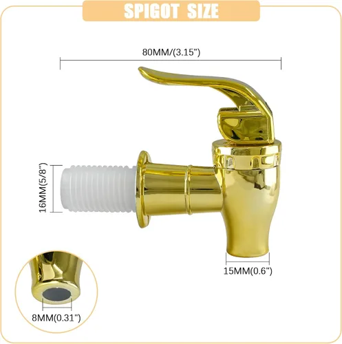 Miniatura 2 de Biaungdo 2 piezas de espita de repuesto para dispensador de bebidas, dispensador de bebidas estilo empuje dorado, grifo de repuesto para dispensador