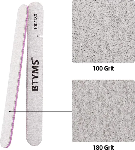 Miniatura 3 de BTYMS 25 limas de uñas de grano 100/180 de doble cara, limas de pulido de uñas para uñas acrílicas y naturales Blanco hueso