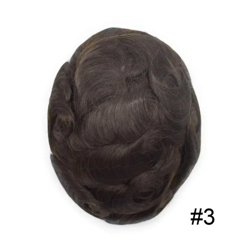 Miniatura 2 de Cabello humano para hombres, tupé, piezas de cabello humano europeo, todas las piezas de cabello en V para manualidades, 0.002 in, piel fina