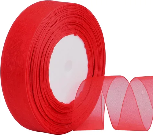 Miniatura 8 de Hapeper Cinta de gasa de organza transparente de 1 pulgada, 50 yardas/rollo (negro)