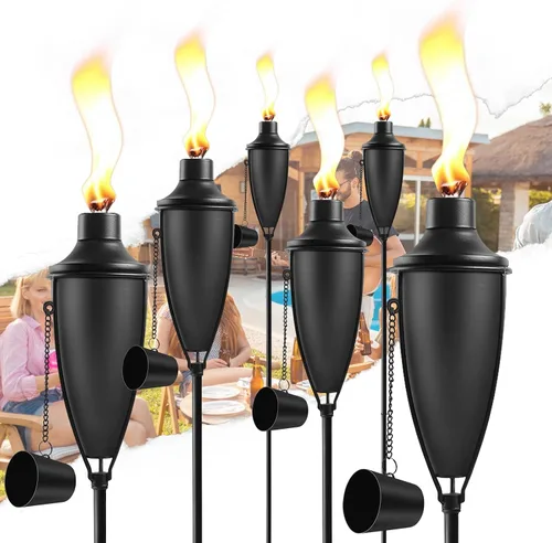 Miniatura 10 de ZSPENG Paquete de 1 antorcha de jardín para el hogar, gran capacidad de 22 onzas, antorcha de metal para exteriores, decoración de jardín, antorchas