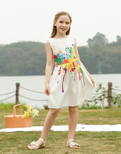 Miniatura 6 de Vestido informal de verano 21KIDS con estampado creativo artístico multicolor tallas 6-12
