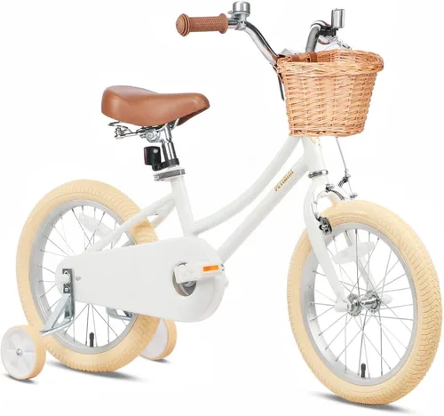 Miniatura 31 de Petimini Vintage Kids Bike for Girls, 12–20 Inch Classic Bicycle with Wicker Basket & Bell, High Tensile Steel Frame, Training Wheels (12–18”), 85%