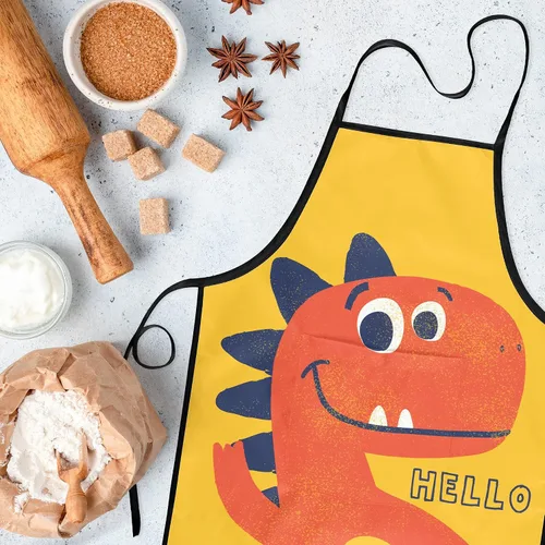 Miniatura 5 de Cute Kids Aprons for Cooking Painting Baking, Waterproof Toddler Aprons with Pockets, Art Smock for Boys Girls