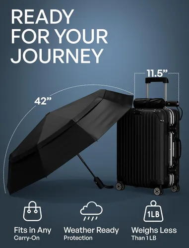 Miniatura 62 de REPEL Windproof Travel Umbrella - Compact & Withstands Winds up to 85MPH , Strongest Premium Auto Folding Umbrella for Rain and Sun - Durable, Light