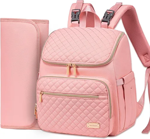 Miniatura 12 de Mochila para pañales Weitars con cambiador, mochila para pañales de bebé, mochila para pañales de viaje, bolso para pañales para mamá, 5 bolsillos