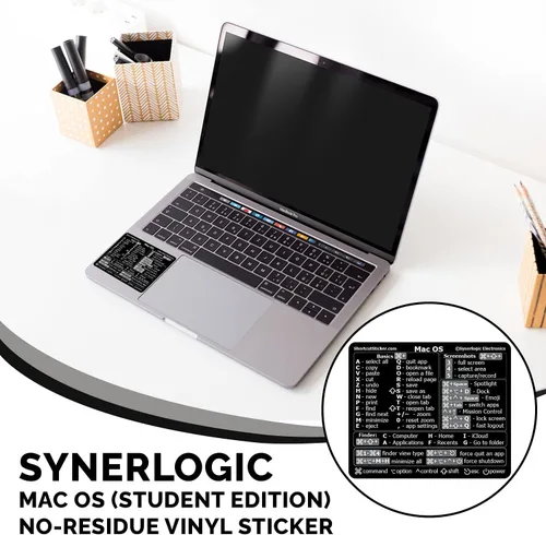 Miniatura 5 de Synerlogic 100 calcomanías (universal/neo/aire/pro) de teclado de referencia para Mac OS, vinilo laminado, para MacBook/iMac/Mini