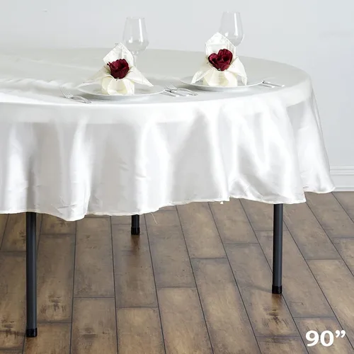 Miniatura 8 de BalsaCircle Mantel redondo de satén blanco de 90 pulgadas para mesa de boda, fiesta, recepción, eventos, cocina, comedor