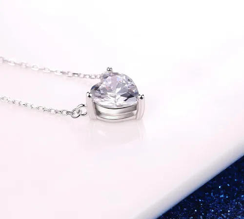 Miniatura 2 de Bo&Pao Collar de plata de ley 925 con circonita cúbica, 18 pulgadas, ajustable, Circonia cúbica