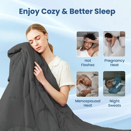 Miniatura 7 de Cozy Bliss Sorona® - Edredón refrescante tamaño individual x fibra natural de viscosa Sorona®, manta de enfriamiento reversible y sedosa