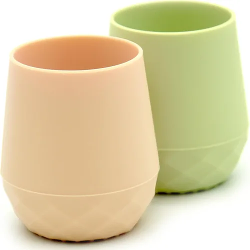 Miniatura 10 de Vasos de entrenamiento de silicona para bebés mayores de 4 meses, paquete de 2 tazas de transición pequeñas para regalo de bebé, taza de agua