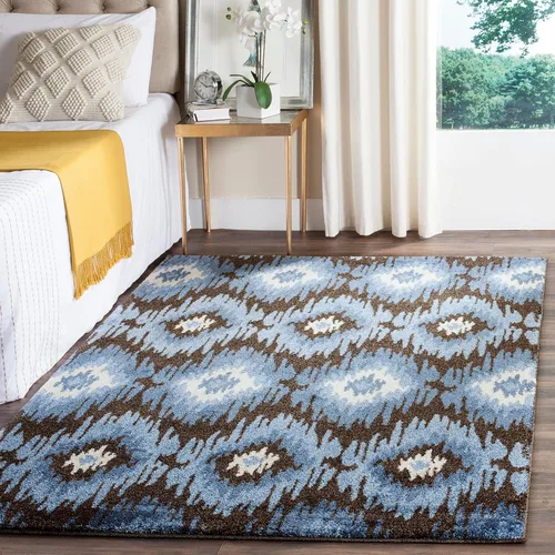 Miniatura 8 de SAFAVIEH Retro Collection - Alfombra decorativa de 3 x 5 pies, marrón oscuro y azul, diseño abstracto moderno, no desprende pelusa y de fácil