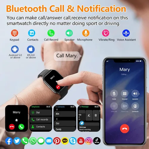 Miniatura 2 de Reloj inteligente para mujeres y hombres con texto y llamadas, 2025 nuevos relojes inteligentes con inteligencia artificial con frecuencia cardíaca