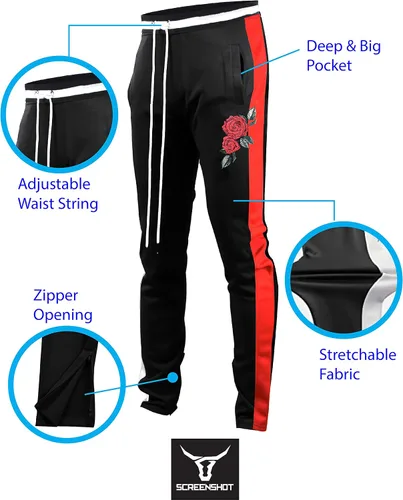 Miniatura 4 de Screenshot - Pantalones deportivos con cinta lateral estilo Hip Hop, ajuste ceñido, para hombre