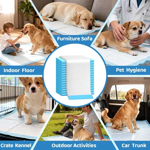 Miniatura 7 de Paquete de 60 almohadillas extra grandes para orina de perro de 34 x 28 pulgadas, superabsorbentes, a prueba de fugas, secado rápido, almohadillas