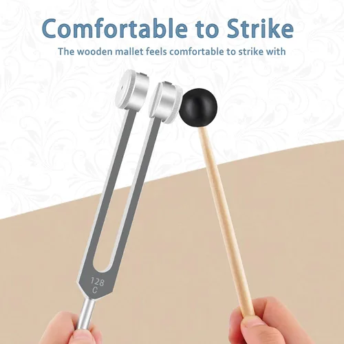 Miniatura 4 de EASTROCK Juego de tenedores de afinación para terapia musical y yoga - 4 piezas de tenedores afinados (MI 528 Hz, 128 Hz, 256 Hz, 512 Hz)