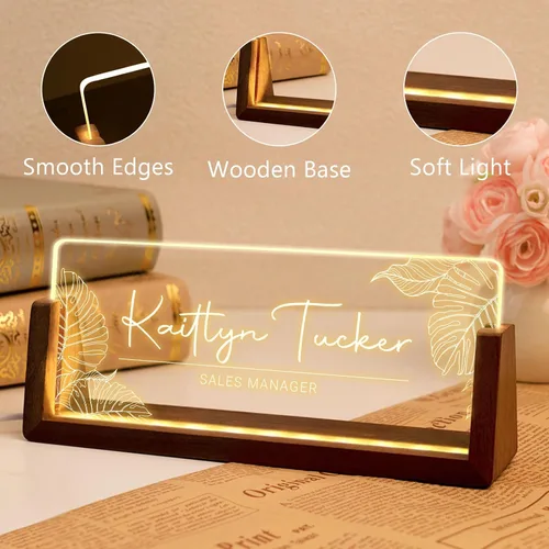 Miniatura 4 de Placa de nombre de escritorio personalizada, placa de identificación personalizada con luz de oficina para escritorios, decoraciones de escritorio
