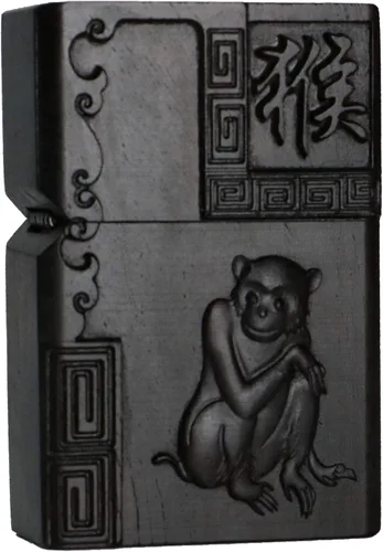 Miniatura 25 de Caja de carcasa de madera de ébano negro natural tallada para módulo Zippo (Serpiente Cobra)