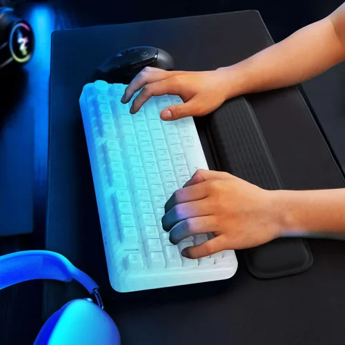 Miniatura 9 de MEKASS Reposamuñecas para teclado para teclado compacto del 60%, soporte ergonómico de espuma viscoelástica suave para muñeca con base Negro