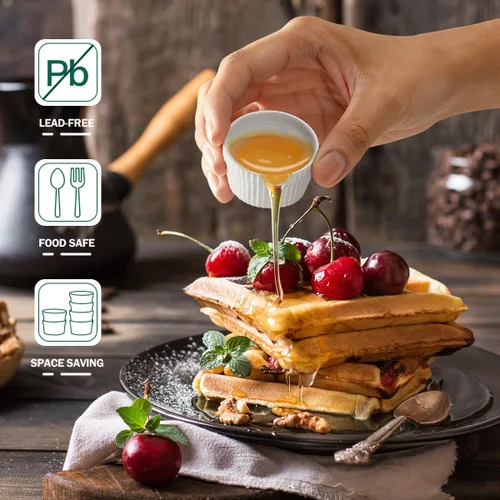 Miniatura 4 de Juego de 6 mini ramequines de 1.5 onzas, tazas pequeñas para salsa de inmersión, cuenco de inmersión Ramekin, plato de porcelana para soufflé