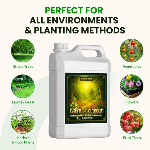 Miniatura 6 de Humboldts Secret Fertilizante líquido Everything Outdoor 5-5-5 con algas noruegas y micronutrientes para césped, jardines, verduras, flores