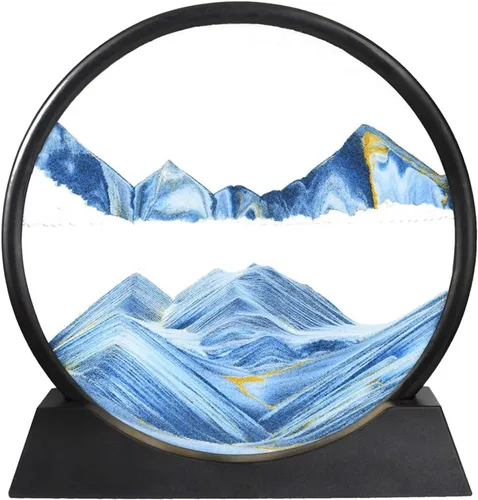 BGFJYUK - Arte de arena movediza con imagen en movimiento, marco redondo de vidrio templado 3D con paisajes marinos profundos y marco de arena