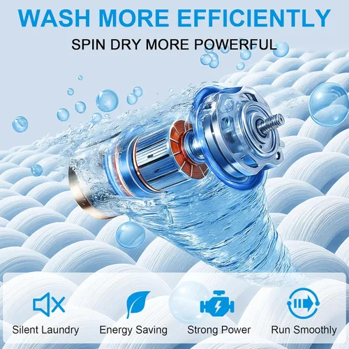 Miniatura 2 de DOGHLY - Lavadora portátil de 16 libras, lavadora y centrifugadora completamente automática con 10 programas, bloqueo para niños y ahorro