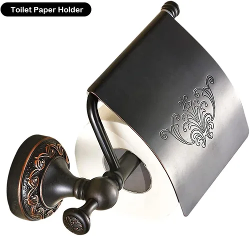 Miniatura 5 de WINCASE Juego de accesorios de bronce para baño, juego de accesorios aceitados con barra de toalla ajustable, 4 piezas de soporte de papel higiénico