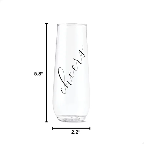 Miniatura 7 de TOSSWARE POP - Juego de 6 copas de champán con estampado de flauta clásica de 9 onzas, color negro, calidad premium, reciclables, irrompibles